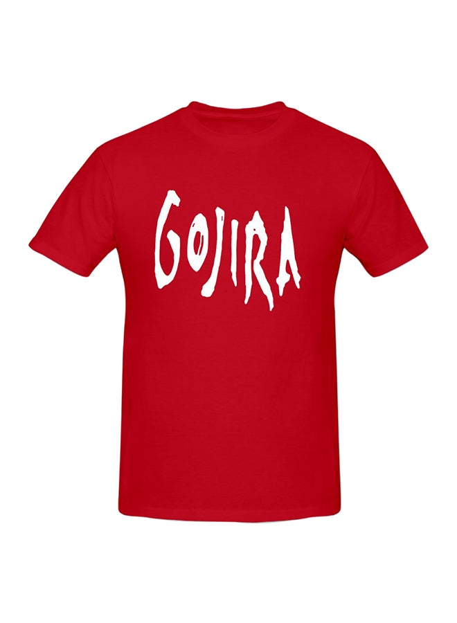 Gojira Band Logo Printed Cotton Short Sleeve T-Shirt Red  - Image 1