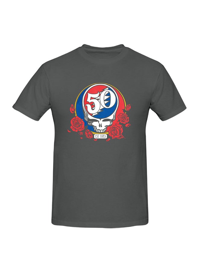 Grateful Dead 50Th Red Rock Printed Cotton Short Sleeve T-Shirt Grey  - Image 1