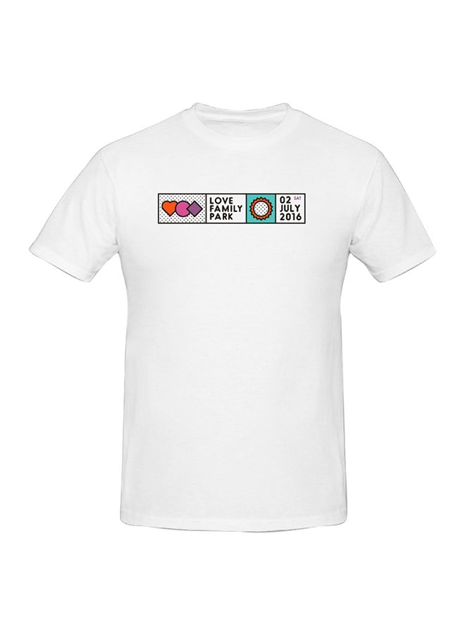Generic - Love Family Park 2016 Printed Cotton Short Sleeve T-Shirt White - Image 1