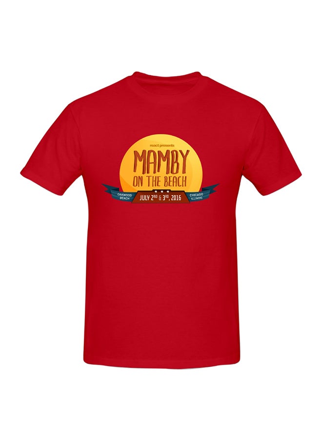 Mamby On The Beach 2016 Printed Cotton Short Sleeve T-Shirt Red  - Image 1