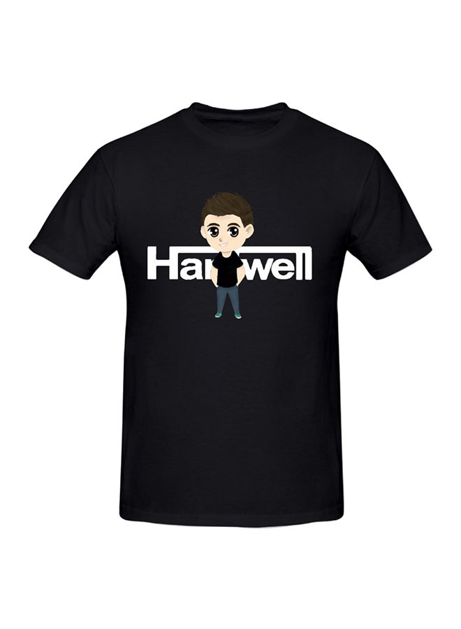 Hardwell Cartoon Logo Printed Cotton Short Sleeve T-Shirt Black  - Image 1