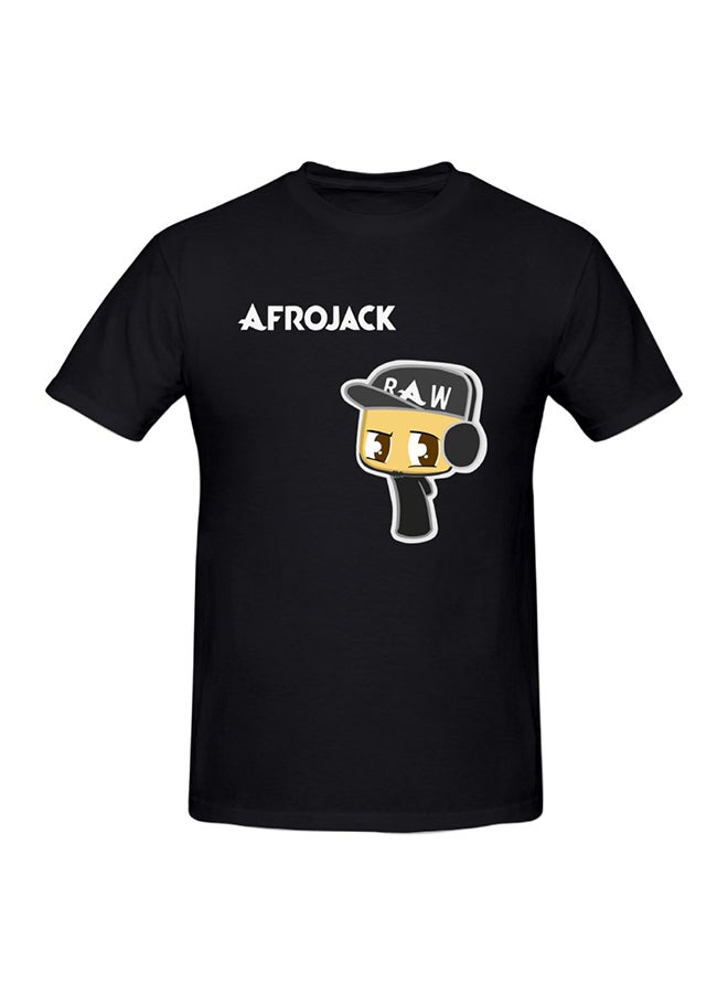 Afrojack Chibi Logo Printed Cotton Short Sleeve T-Shirt Black  - Image 1