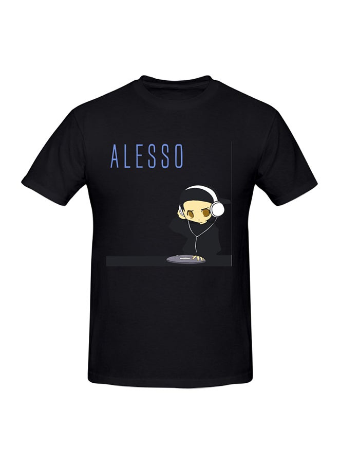 Dj Alesso Art Logo Printed Cotton Short Sleeve T-Shirt Black  - Image 1