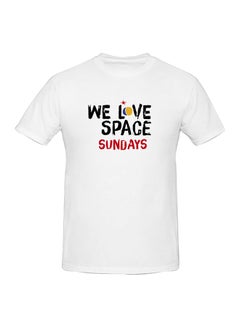 We Love Space Ibiza Sundays Printed Cotton Short Sleeve T-Shirt White