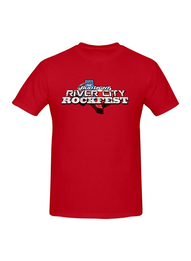 River City Rockfest Music Festival Printed Cotton Short Sleeve T-Shirt Red  - Image 1