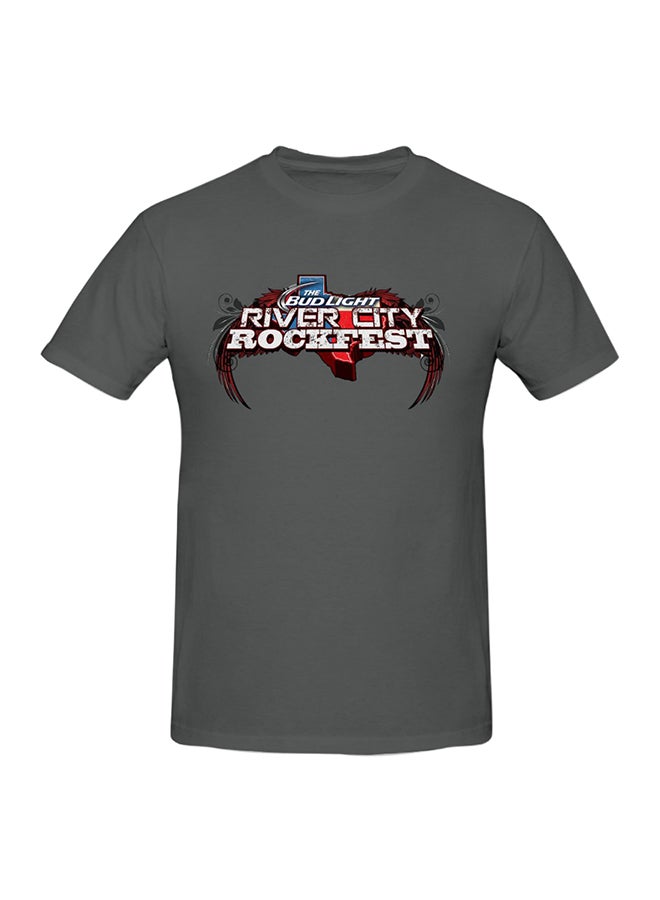 River City Rockfest Music Festival 2016 Printed Cotton Short Sleeve T-Shirt Grey  - Image 1