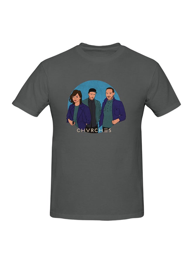 Chvrches Art Logo Printed Cotton Short Sleeve T-Shirt Grey  - Image 1