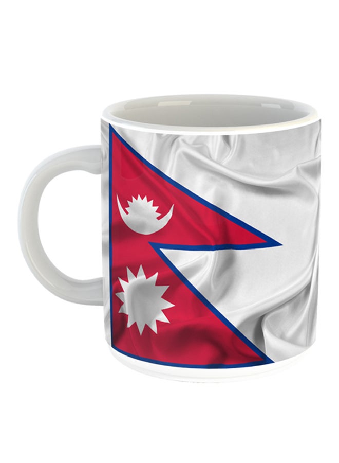 Nepal Flag Printed Coffee Mug Red/White