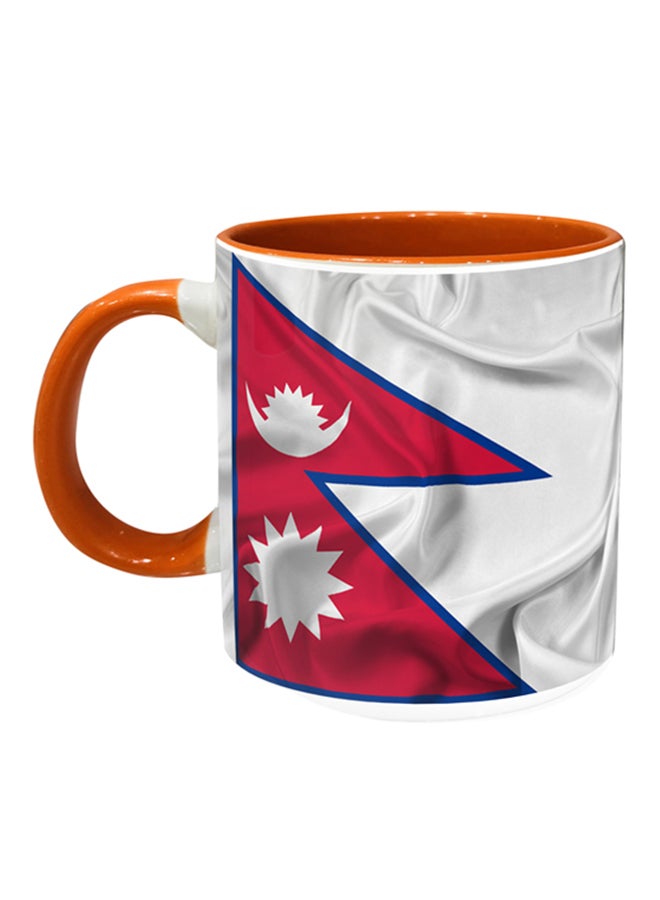Nepal Flag Printed Coffee Mug Red/White/Orange