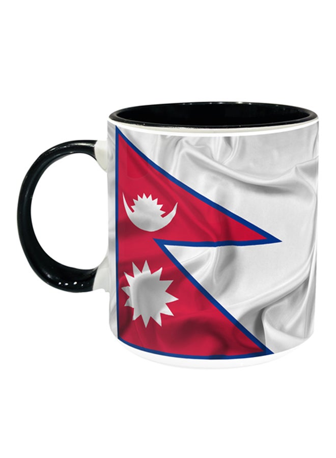 Nepal Flag Printed Coffee Mug Red/White/Black
