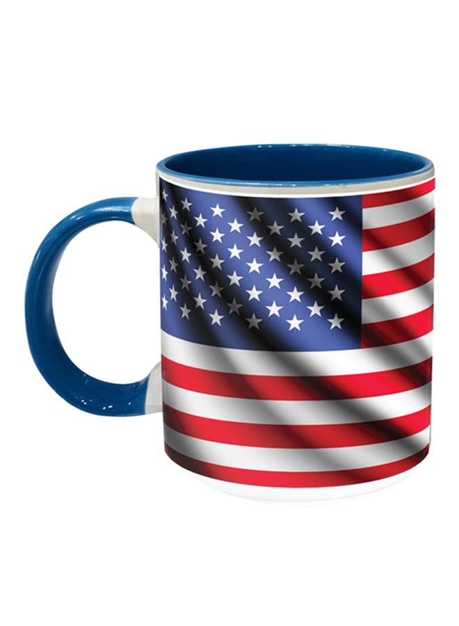 USA Flag Printed Coffee Mug Blue/Red/White