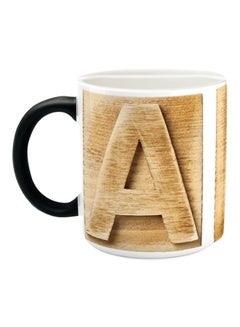 Impress Alphabet A Printed Coffee Mug Beige/Black/White 