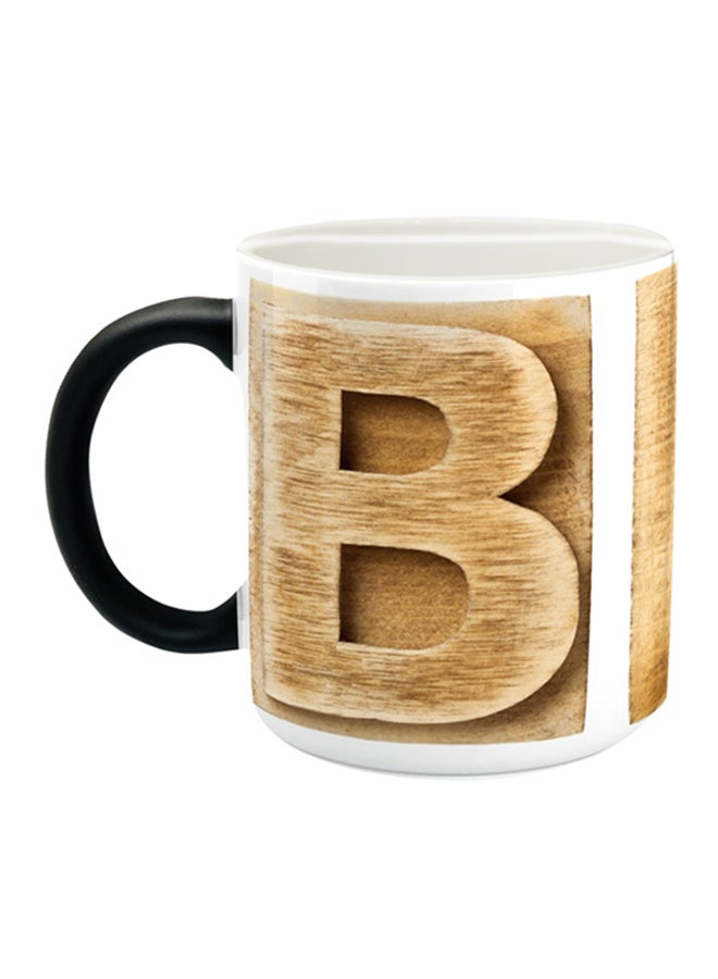 إمبريس كوب قهوة مطبوع بحرف B بيج/أسود/أبيض