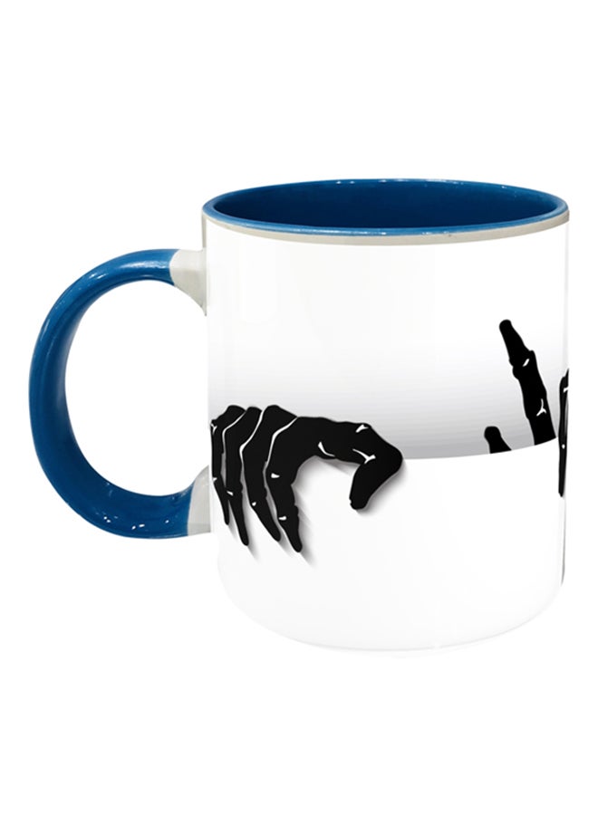 Impress Zombiehand Printed Ceramic Coffee Mug White/Blue/Black