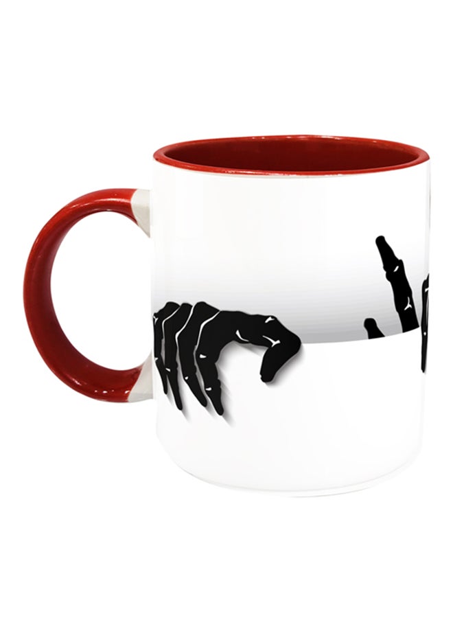 Zombiehand Printed Ceramic Coffee Mug White/Red/Black