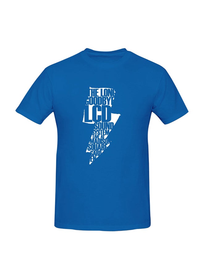 Lcd Soundsystem Long Goodbye Printed Cotton Short Sleeve T-Shirt Blue  - Image 1