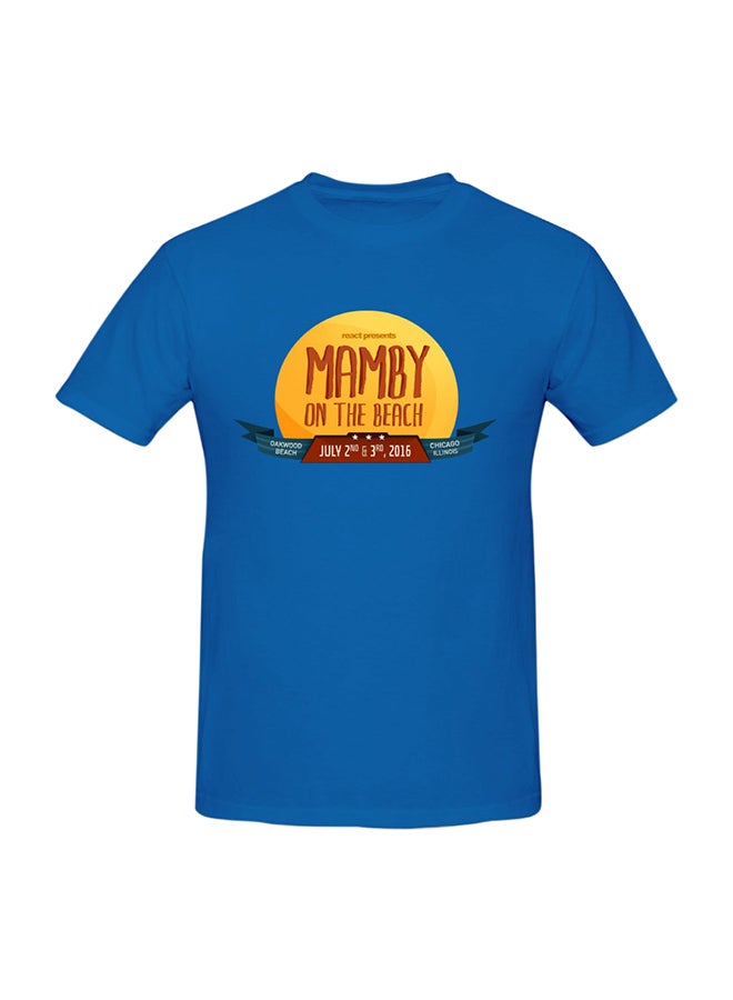 Mamby On The Beach 2016 Printed Cotton Short Sleeve T-Shirt Blue  - Image 1