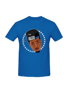 Metro Boomin Printed Cotton Short Sleeve T-Shirt Blue