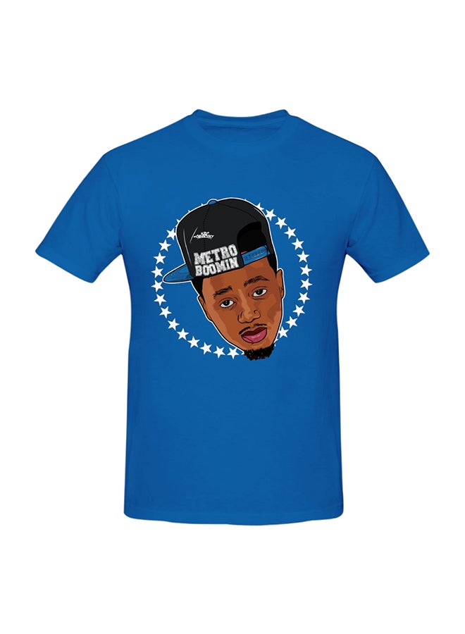 Generic - Metro Boomin Printed Cotton Short Sleeve T-Shirt Blue - Image 1