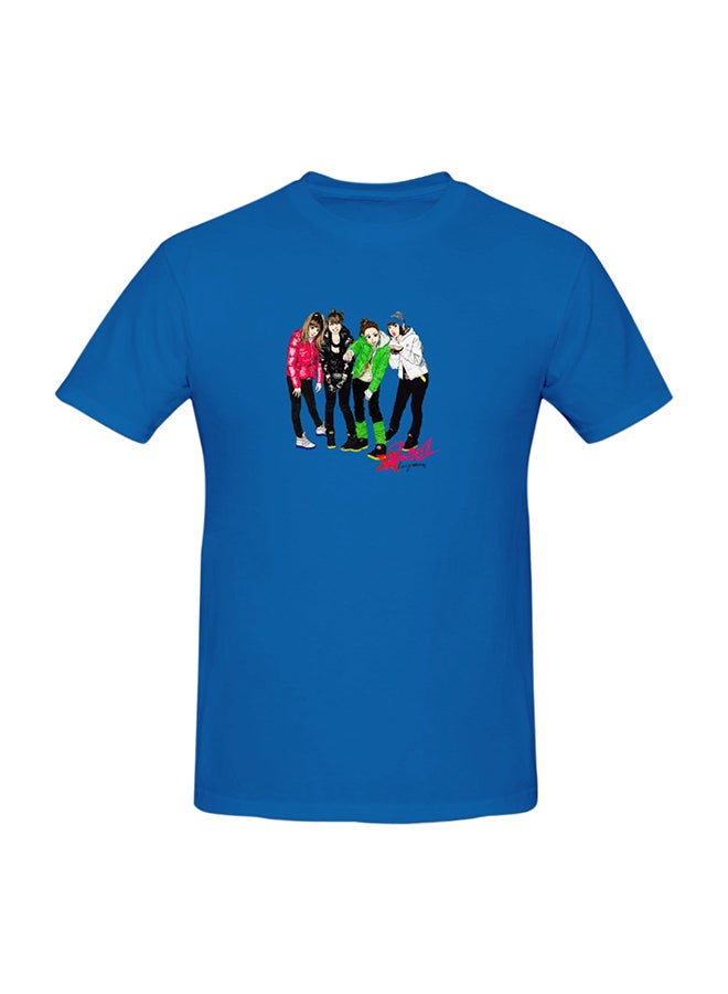 Generic - 2Ne1 Fan Cart Printed Cotton Short Sleeve T-Shirt Blue - Image 1