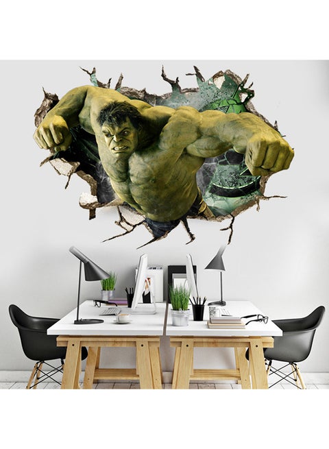 Through The Wall Hulk Themed Wall Sticker Multicolour 70x50cm