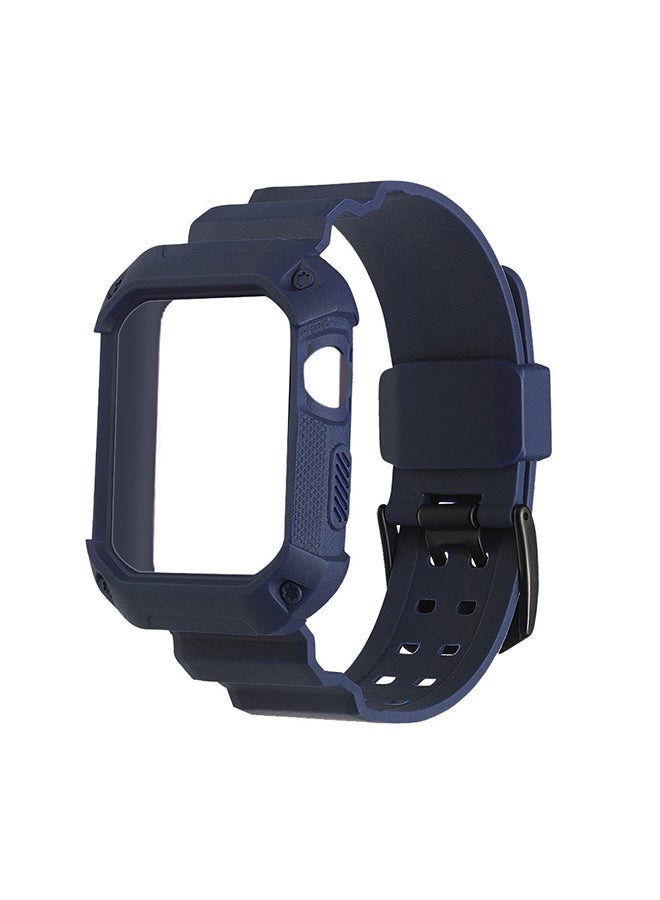 Voberry Replacement Wrist Band Strap With Bumper Case Cover For Apple Watch Series 1/2/3 38mm Navy  - Image 1