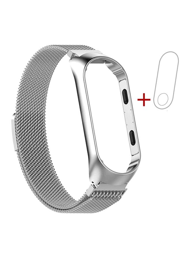 Voberry Replacement Band With Screen Protector For Xiaomi Mi Band 3 Silver  - Image 1