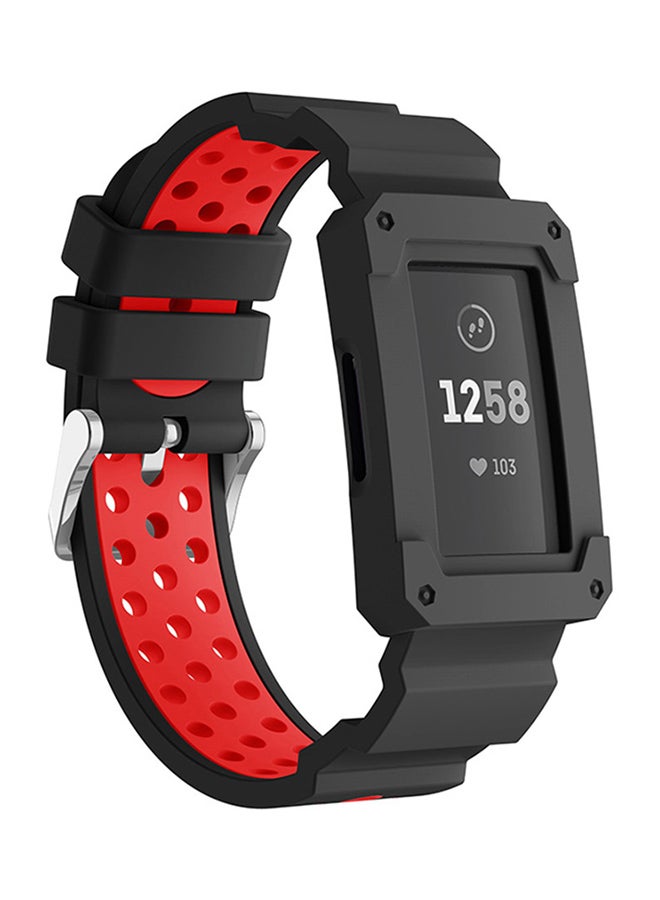 Voberry Replacement Band Strap With Protective Case Cover For Fitbit charge 3 Red - Image 2