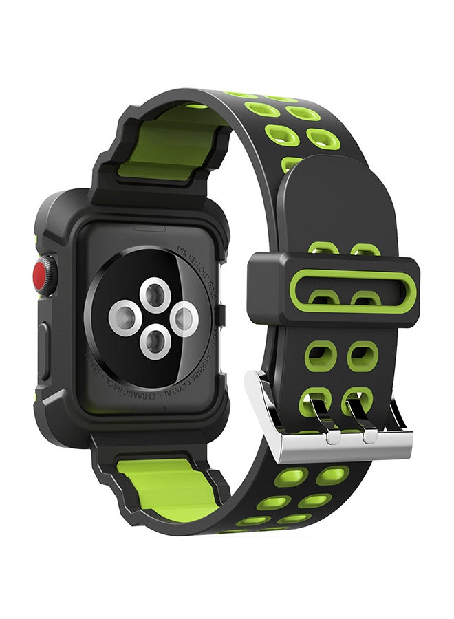 Voberry Protective Case Cover With Replacement Band For Apple Watch Series 3/2/1 42mm Green - Image 1