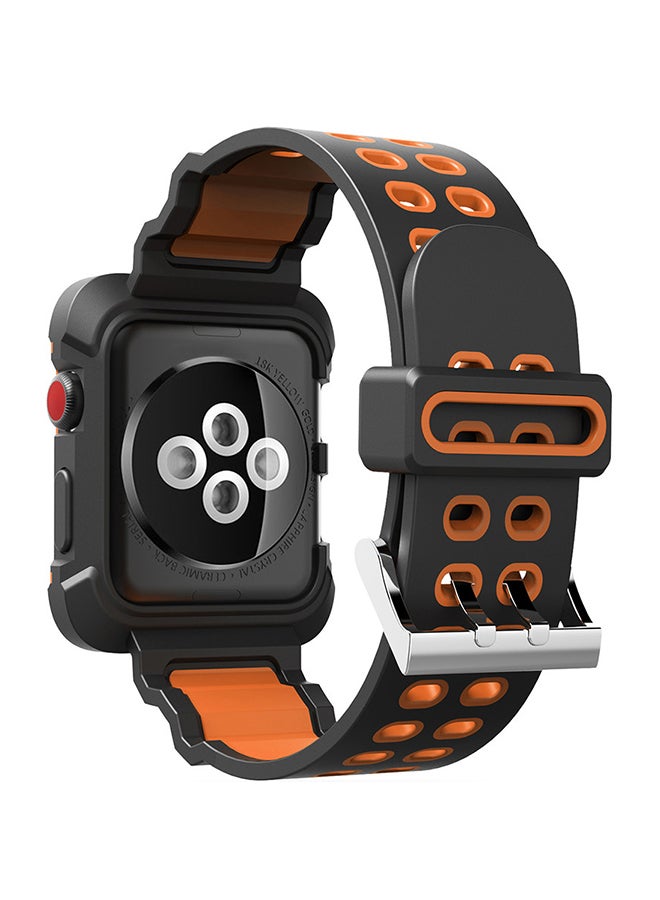 Voberry Protective Case Cover With Replacement Band For Apple Watch Series 3/2/1 38mm Orange - Image 1