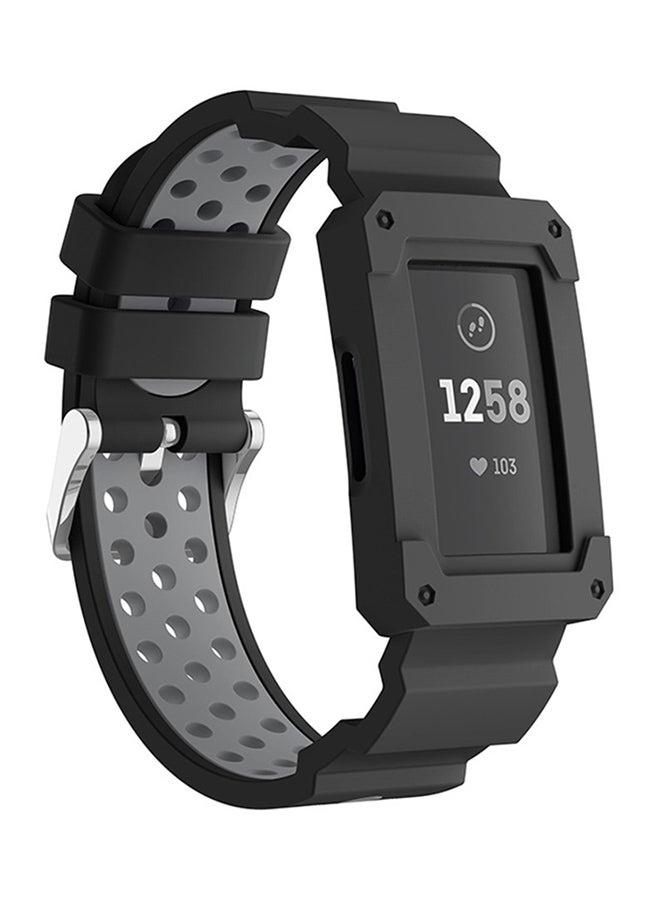 Voberry Replacement Band Strap With Protective Case Cover For Fitbit charge 3 Grey - Image 2