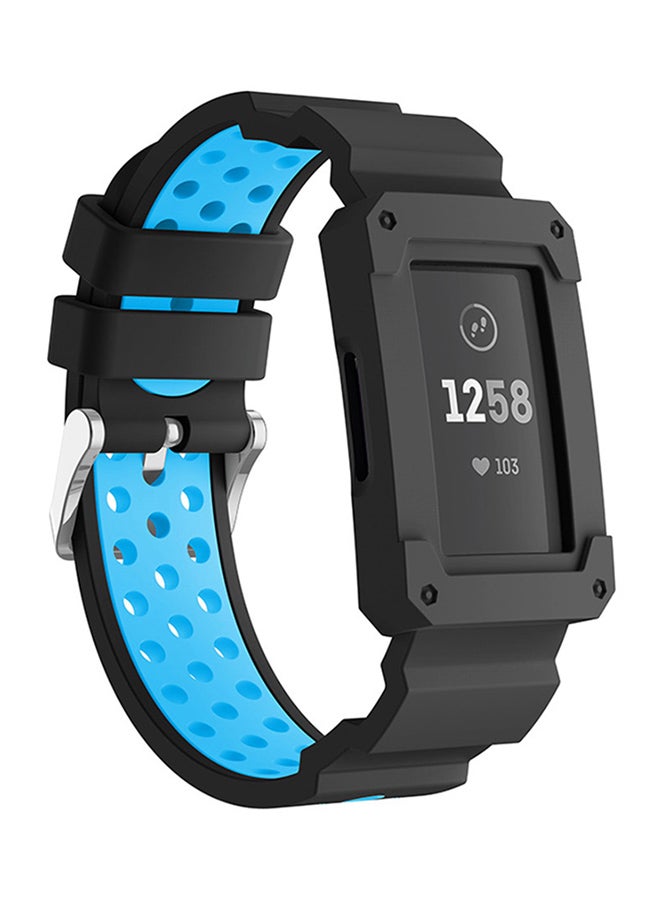 Replacement Band Strap With Protective Case Cover For Fitbit charge 3 Blue