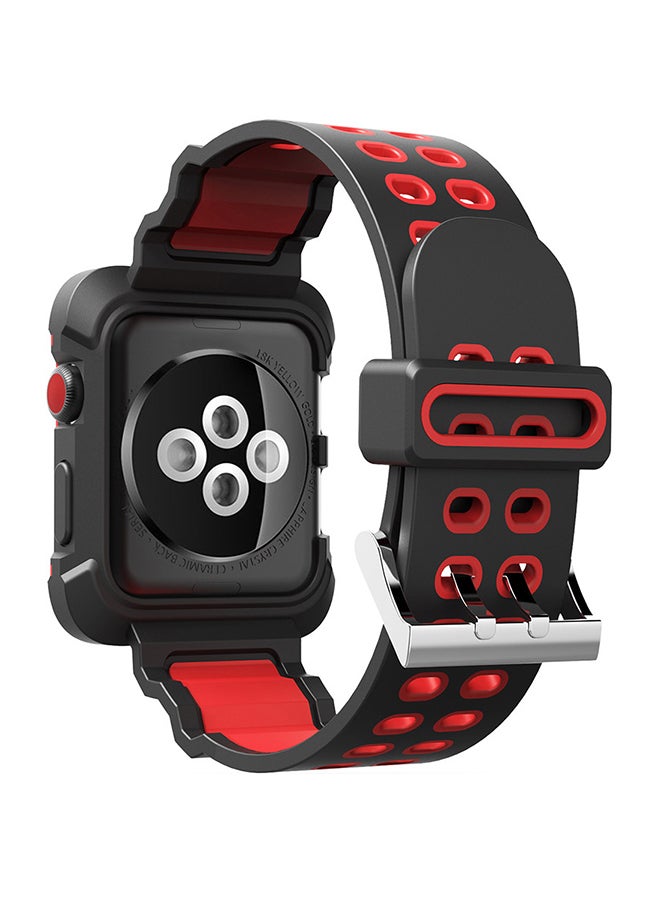 Voberry Protective Case Cover With Replacement Band For Apple Watch Series 3/2/1 42mm Red - Image 1