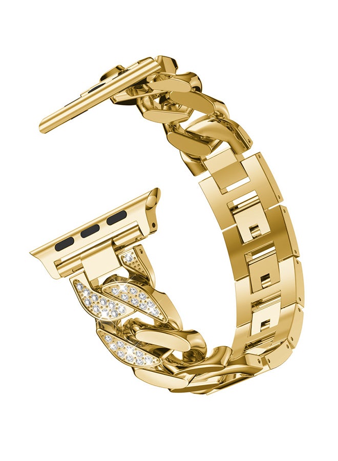 Voberry Cowboy Chain Metal Crystal Replacement Band For Apple Watch Series 4 40mm Gold - Image 2