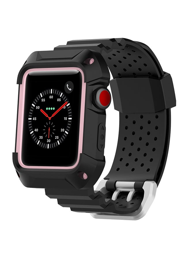 Voberry - Replacement Band Strap For Apple Watch Series 1/2/3 38mm Black/Pink - Image 1