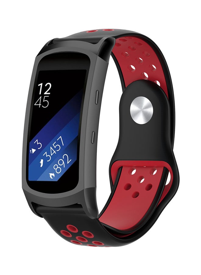 Voberry Replacement Silicone Band Strap For Samsung Gear Fit2/Fit2 Pro Black/Red - Image 3