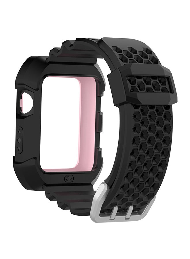 Voberry - Replacement Band Strap For Apple Watch Series 1/2/3 38mm Black/Pink - Image 1