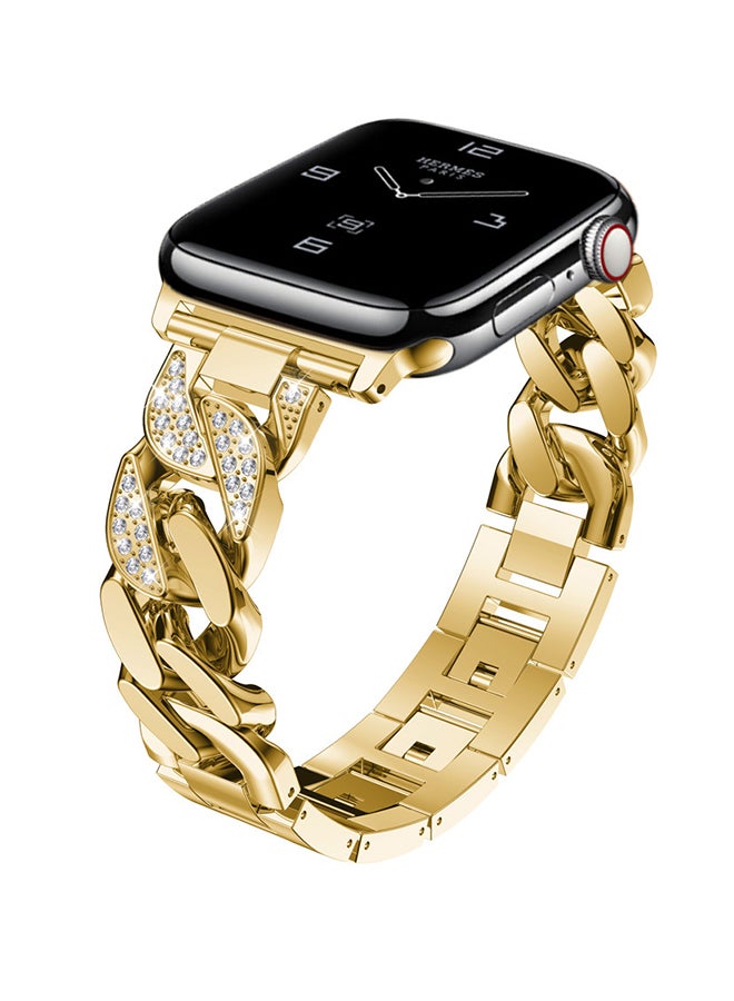 Voberry Cowboy Chain Metal Crystal Replacement Band For Apple Watch Series 4 40mm Gold - Image 4