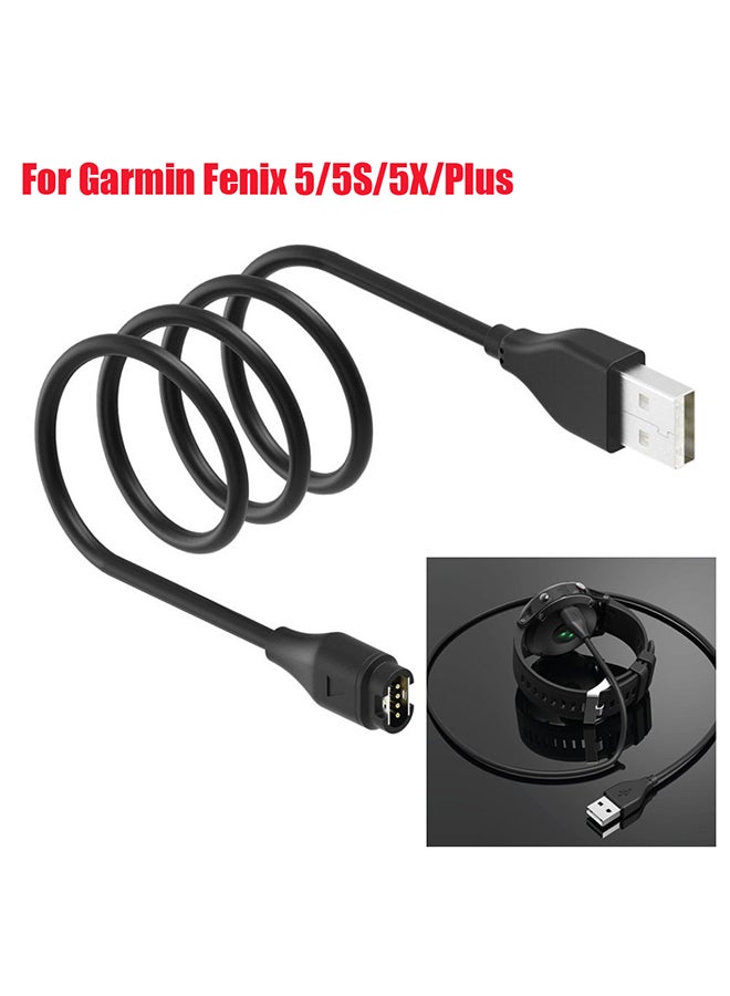 فوبيري شاحن بكابل حوض شحن USB ووصلة بيانات لساعة جارمين فينيكس 5 5S 5X بلس أسود  - Image 4
