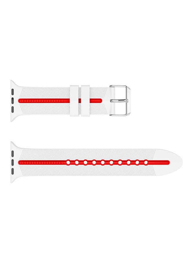 Voberry Sport Replacement Strap For Apple Watch Series 4 44mm White/Red - Image 1