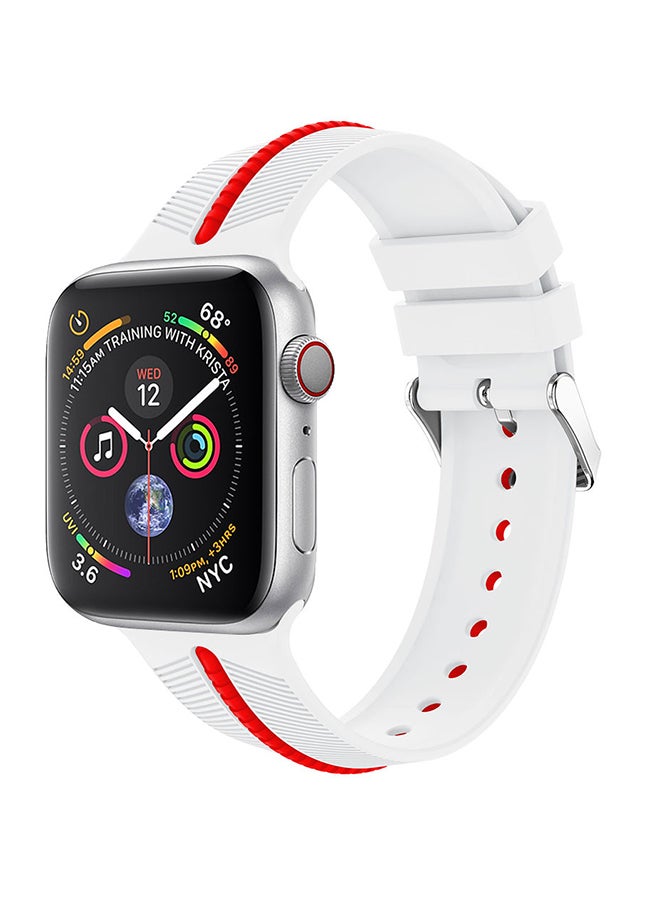 Voberry Sport Replacement Strap For Apple Watch Series 4 44mm White/Red - Image 3
