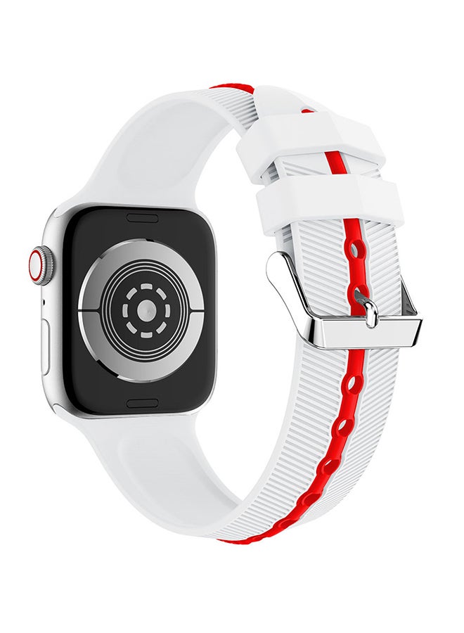Voberry Sport Replacement Strap For Apple Watch Series 4 44mm White/Red - Image 2