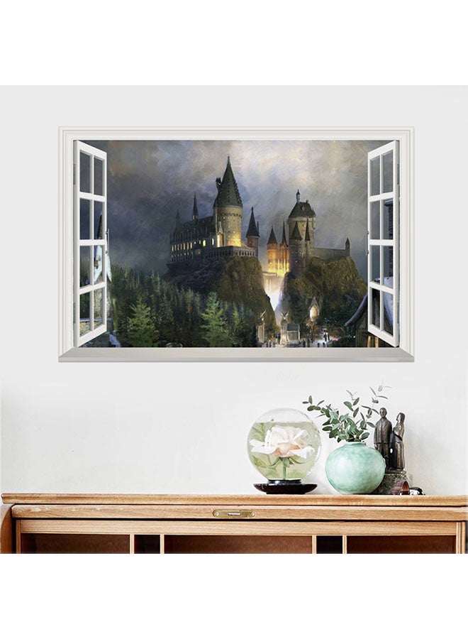 ملصق جداري بتصميم مجسم ثلاثي الأبعاد لنافذة تطل على قلعة هوجوورتس من سلسلة "Harry Potter" الشهيرة متعدد الألوان 90x60Ø³Ù†ØªÙŠÙ…ØªØ± - Image 3