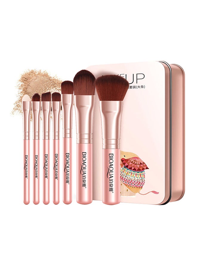 7 Piece Makeup Brushes Set Pink/Gold - v1540634005/N18491561A_1