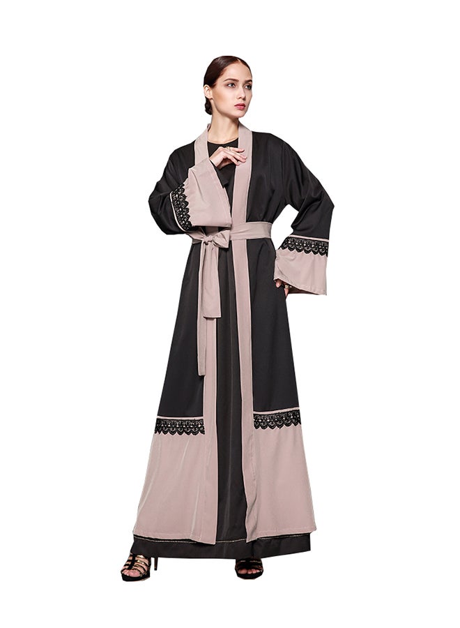 Long Sleeves Abaya Black/Beige