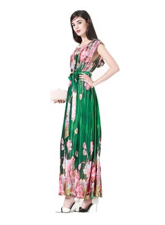 Generic Floral Pattern Sleeveless Maxi Dress Green  - Image 3