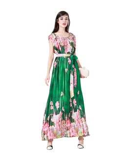 Generic Floral Pattern Sleeveless Maxi Dress Green  - Image 1