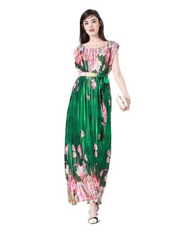 Generic Floral Pattern Sleeveless Maxi Dress Green  - Image 4