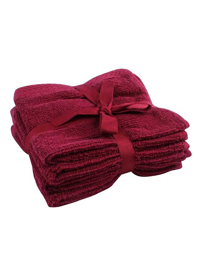 REVE 4-Piece Concepto Cotton Towel Set Burgundy 30 x 30cm