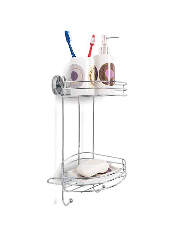 وينكو رف زاوية بطبقتين يثبت بأكواب شفط بدون ثقب فضي 23 x 21 x 43سم